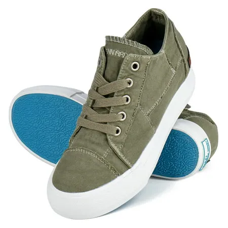JENN ARDOR Women's Fashion Platform Sneakers Low Top Canvas Flats Lace-up Side Zipper Casual Comfortable Walking ShoesOL,