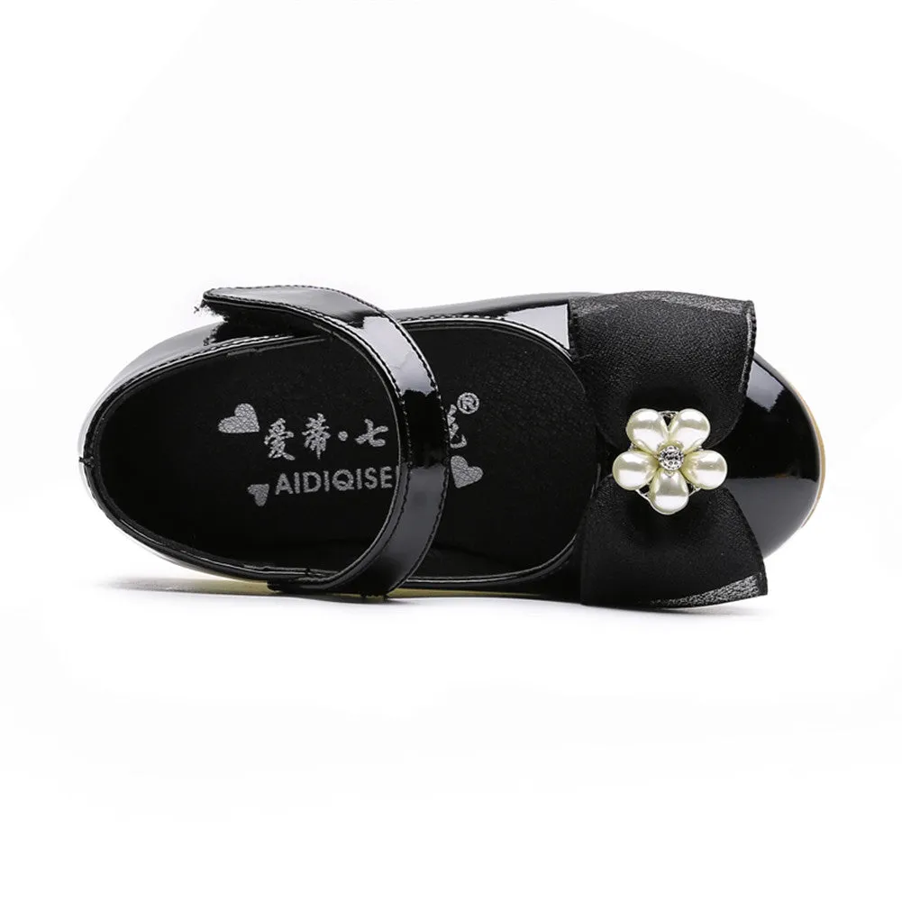 Kids Girls' Mary Jane PU Leather Bowknot Flats Wedding Party Dress Shoes