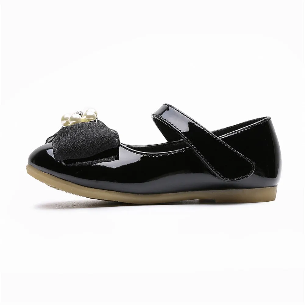 Kids Girls' Mary Jane PU Leather Bowknot Flats Wedding Party Dress Shoes