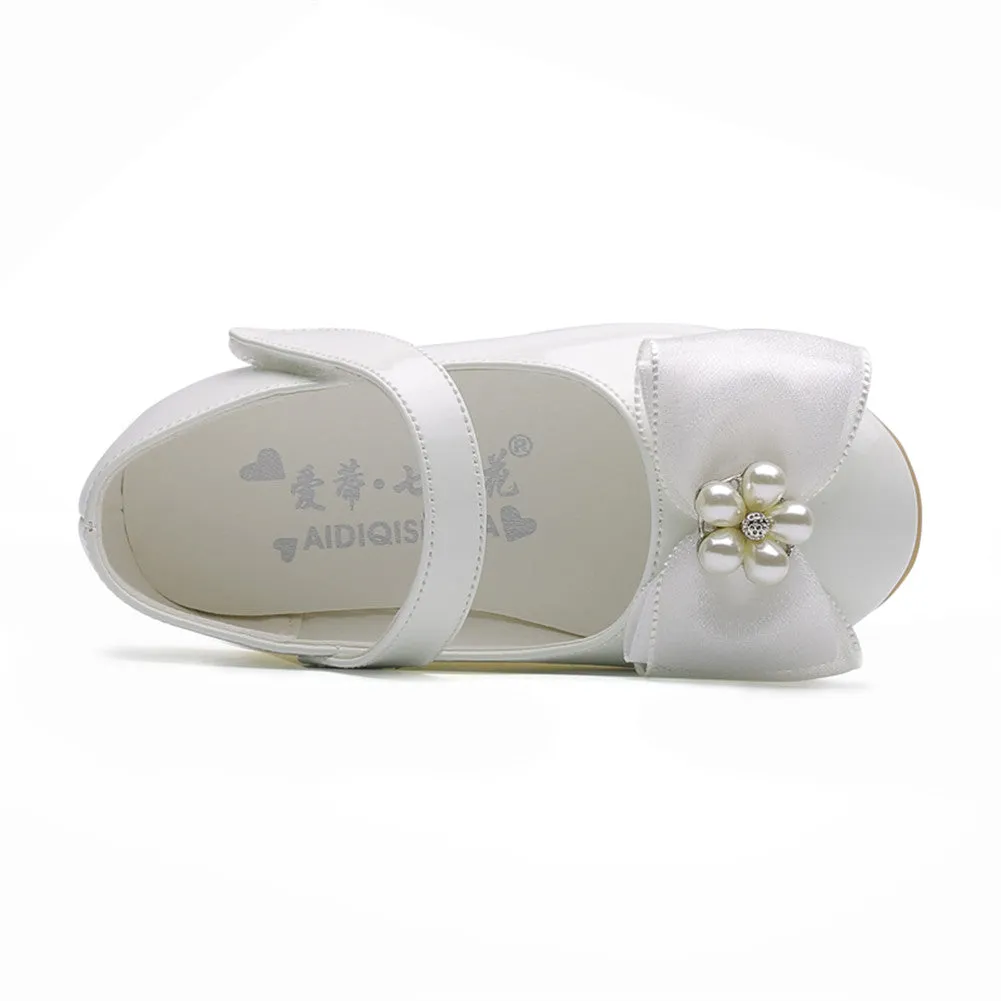 Kids Girls' Mary Jane PU Leather Bowknot Flats Wedding Party Dress Shoes