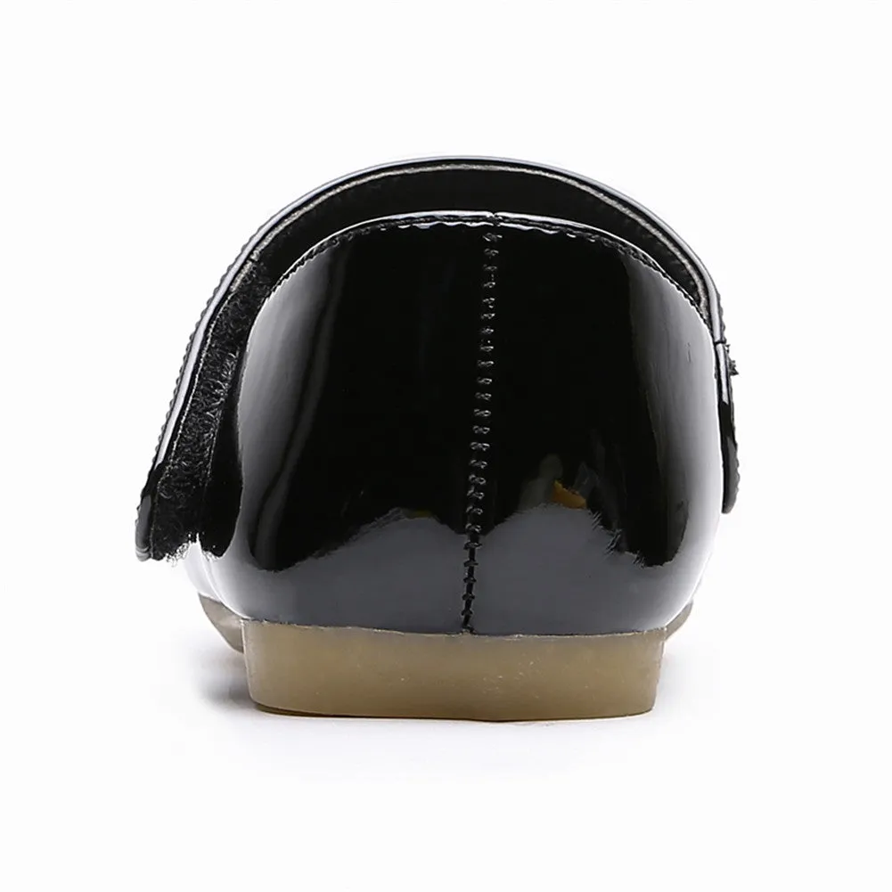 Kids Girls' Mary Jane PU Leather Bowknot Flats Wedding Party Dress Shoes