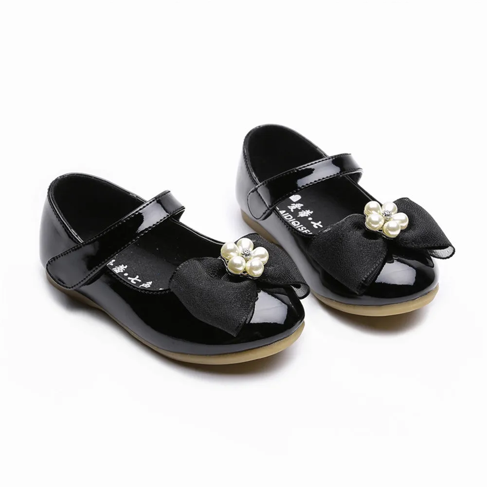 Kids Girls' Mary Jane PU Leather Bowknot Flats Wedding Party Dress Shoes