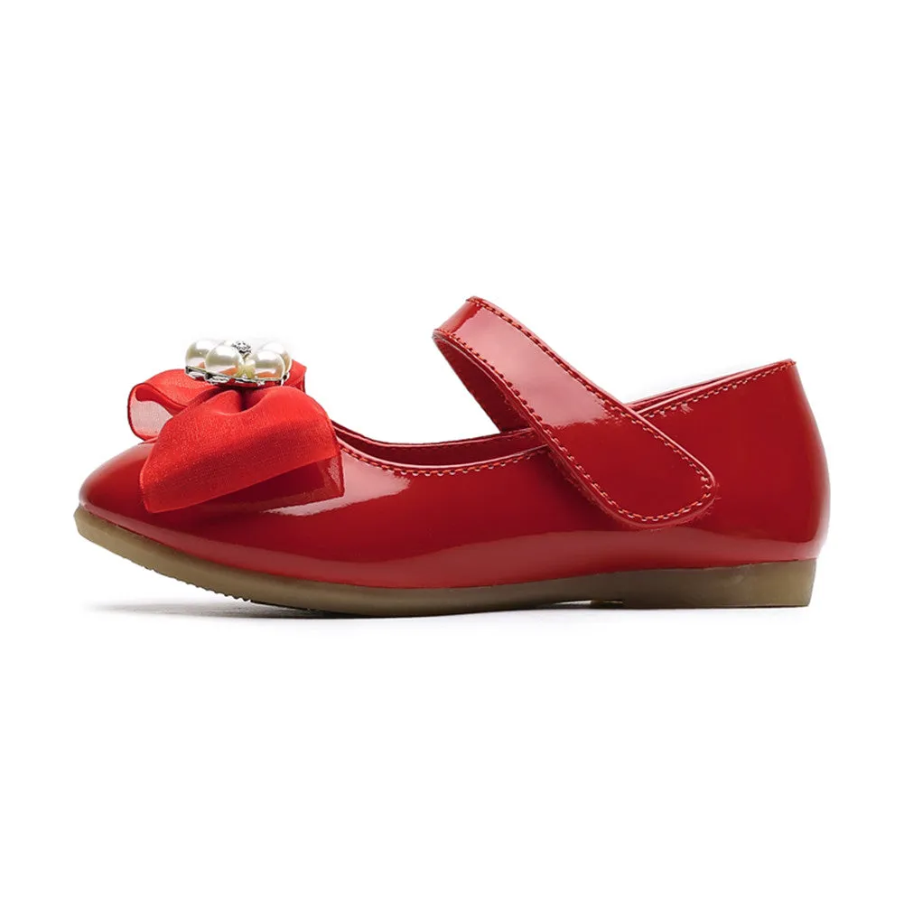 Kids Girls' Mary Jane PU Leather Bowknot Flats Wedding Party Dress Shoes