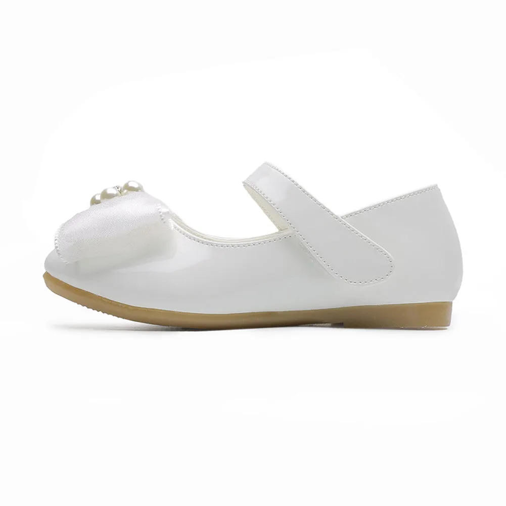 Kids Girls' Mary Jane PU Leather Bowknot Flats Wedding Party Dress Shoes