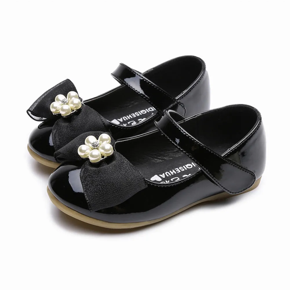 Kids Girls' Mary Jane PU Leather Bowknot Flats Wedding Party Dress Shoes