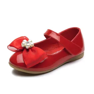 Kids Girls' Mary Jane PU Leather Bowknot Flats Wedding Party Dress Shoes