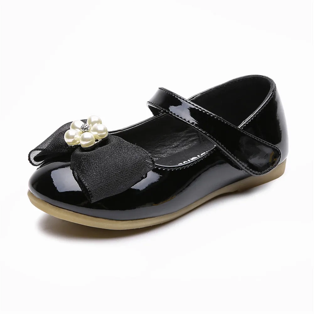 Kids Girls' Mary Jane PU Leather Bowknot Flats Wedding Party Dress Shoes