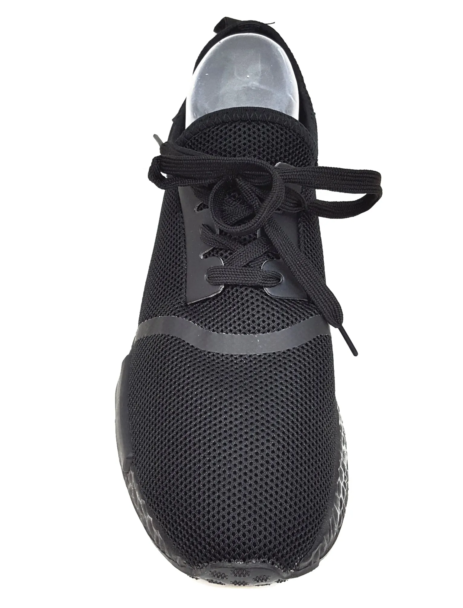 Mens Alec Lace Up Mesh Fashion Trainers in All Black