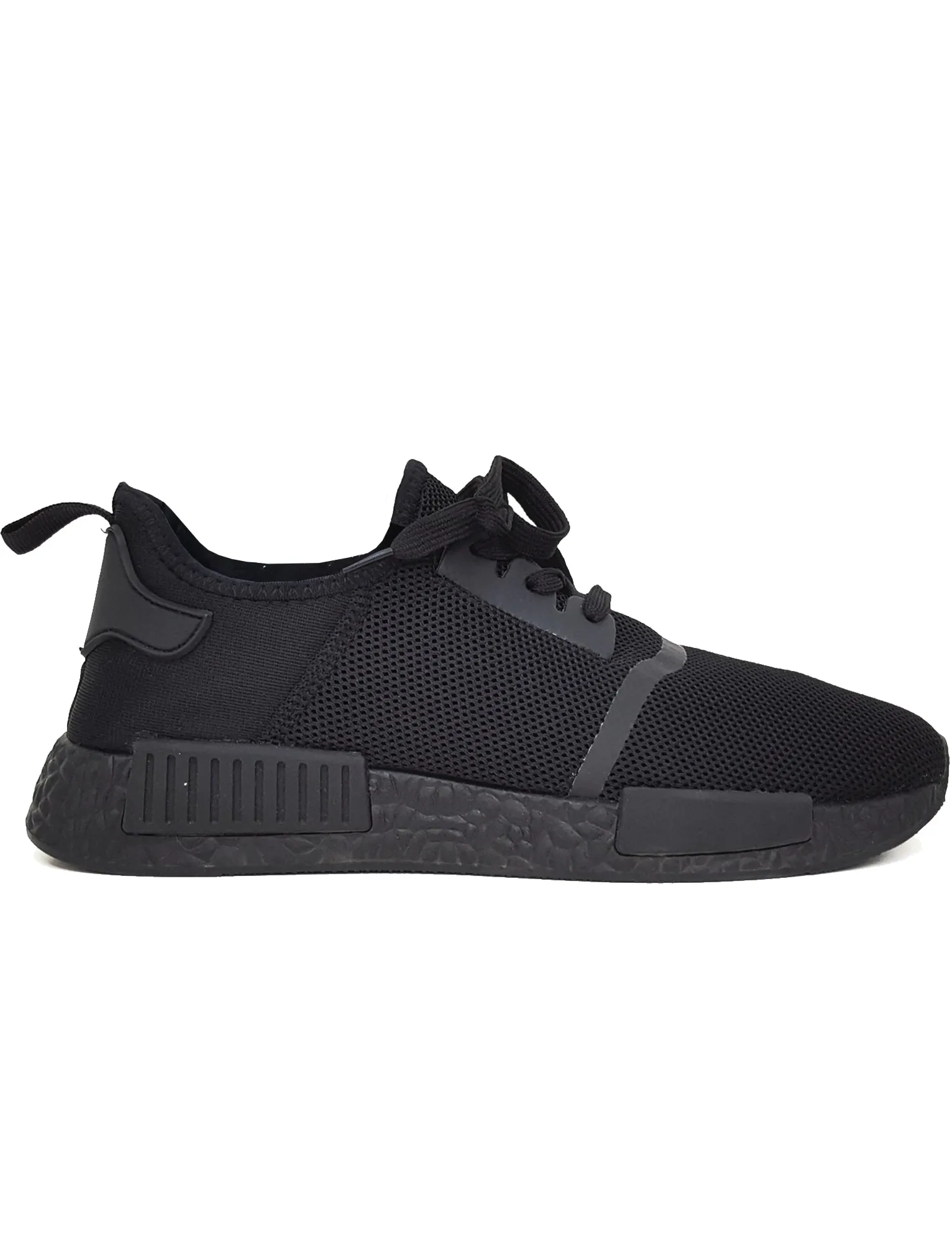Mens Alec Lace Up Mesh Fashion Trainers in All Black