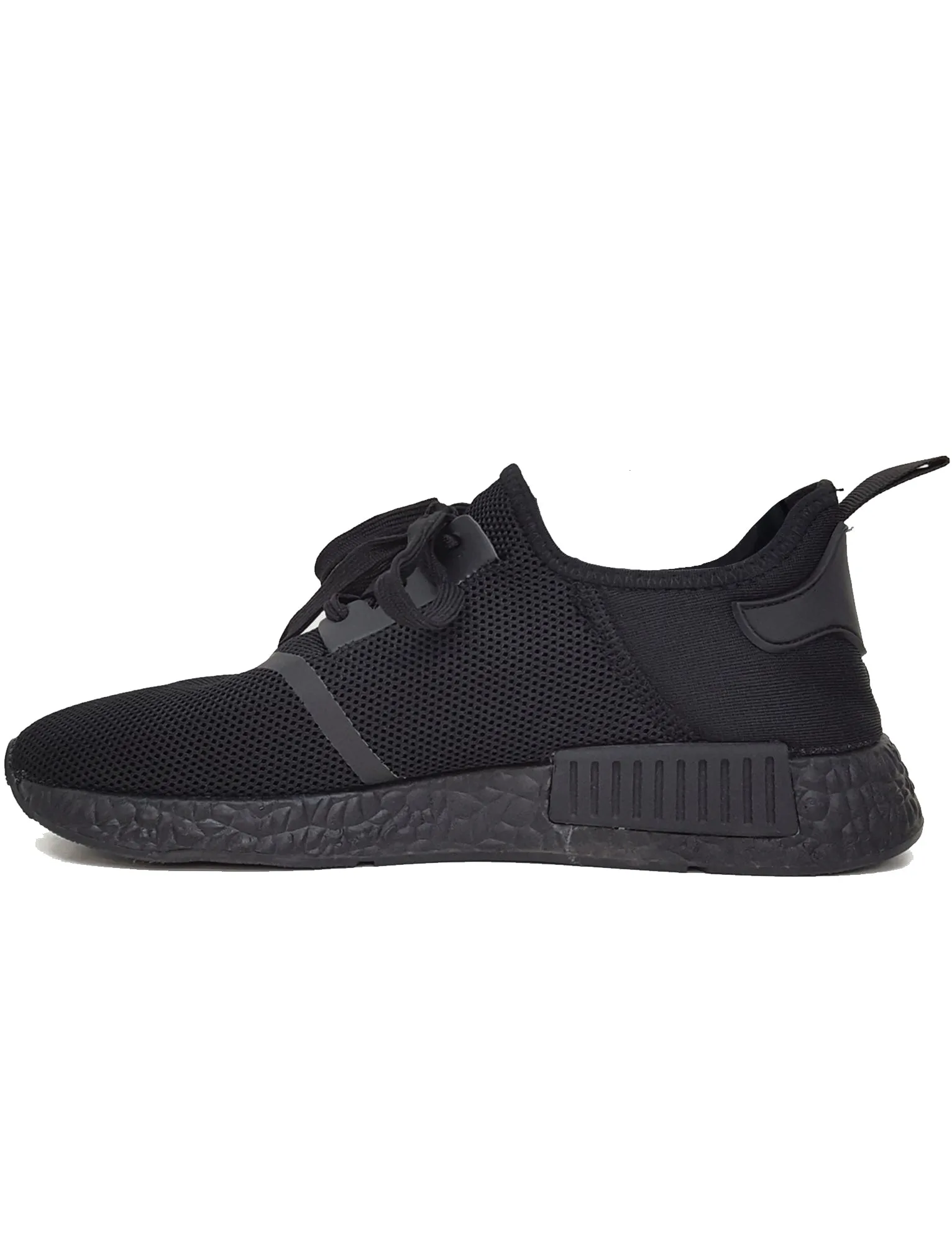 Mens Alec Lace Up Mesh Fashion Trainers in All Black