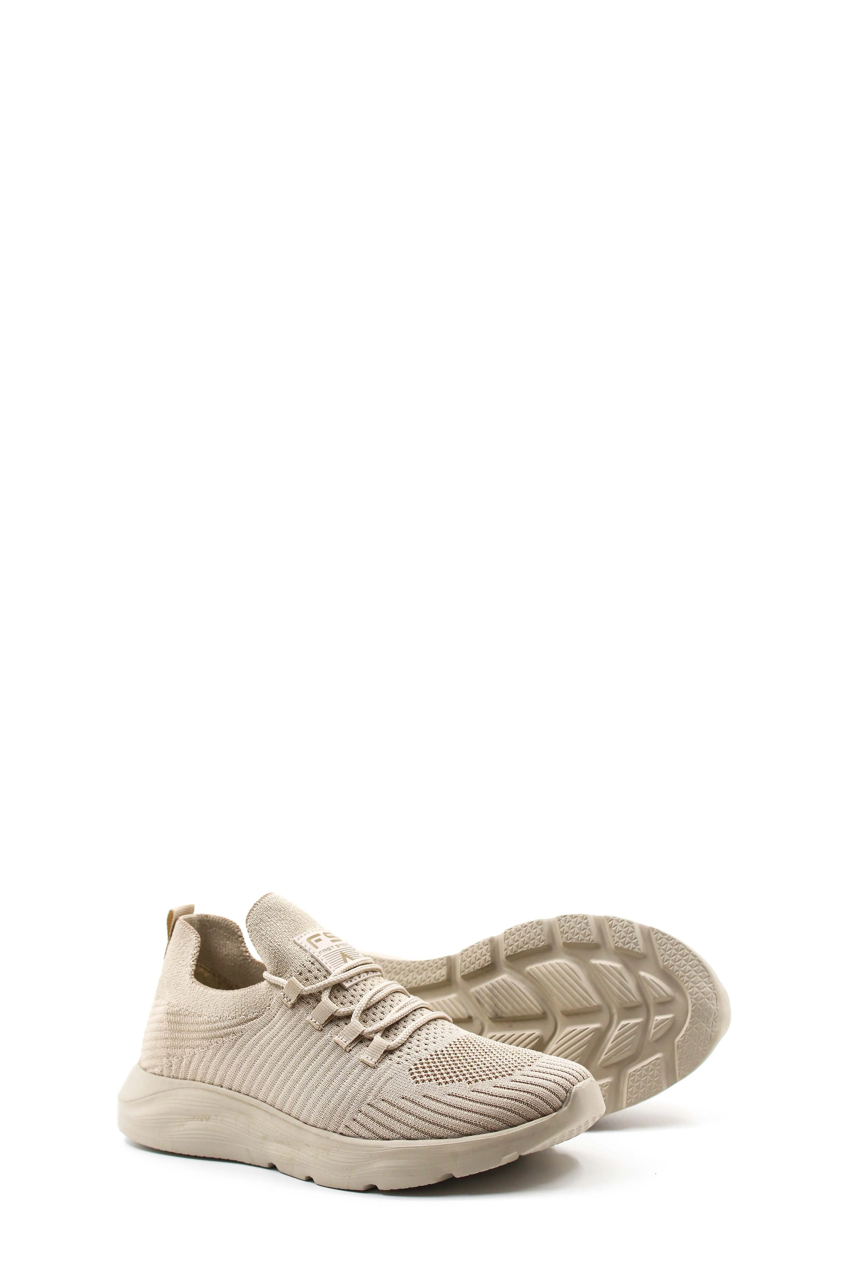 Men's Beige Knit Sneakers with Cushioned Sole - Wessi