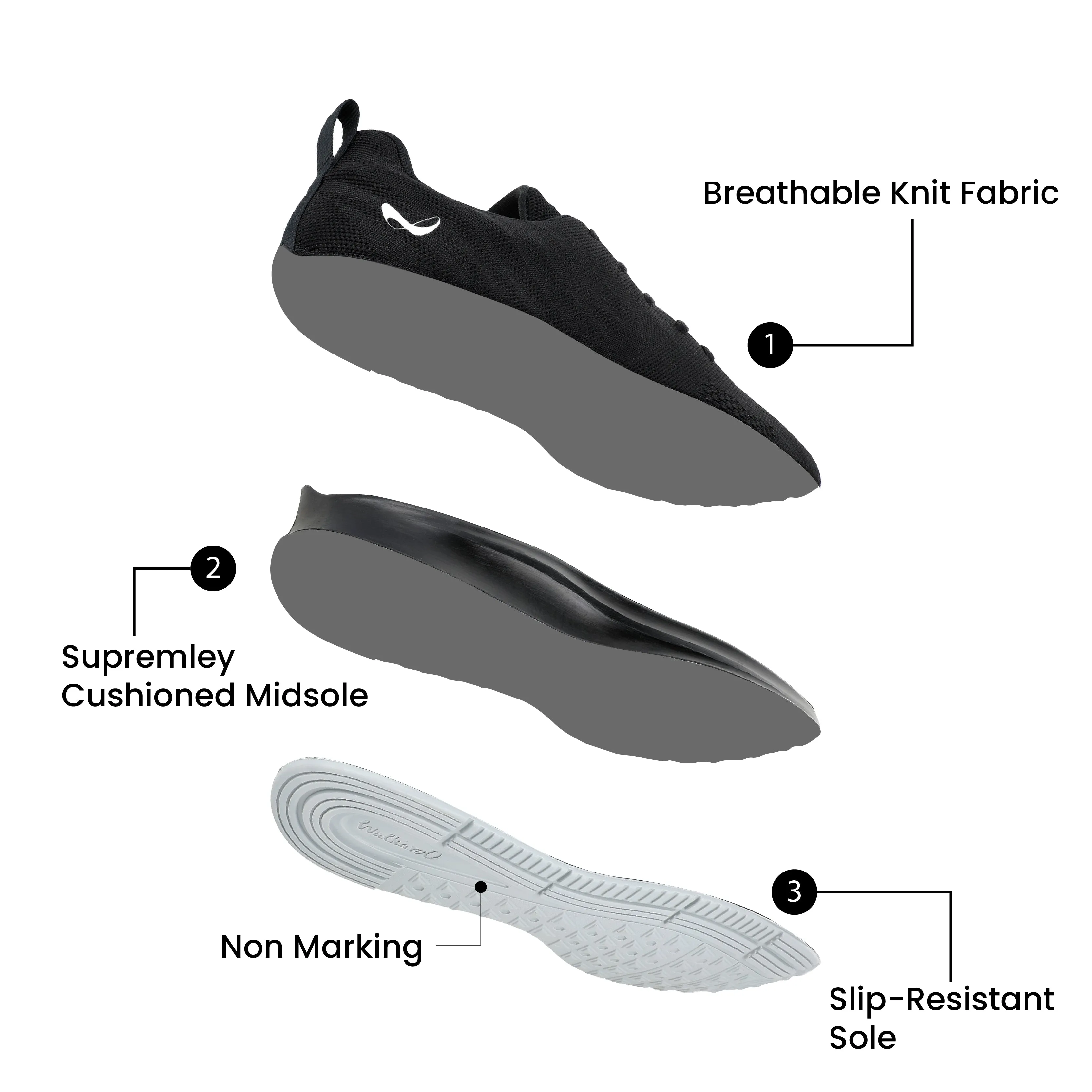 Men's Daily Wear Non Marking Sports Shoe - WS6090 Black