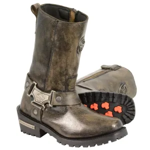Milwaukee Leather Boots MBL9361 Black -Beige Women's 11in Classic Square Toe Harness Boots