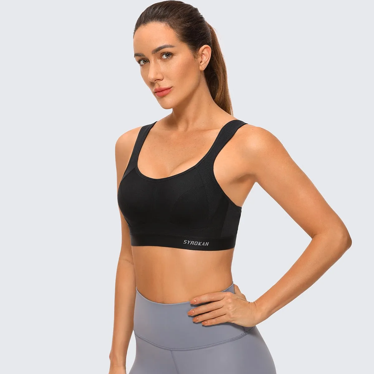 Motion Control High Impact Adjustable Wireless No Bounce Black Workout Bra