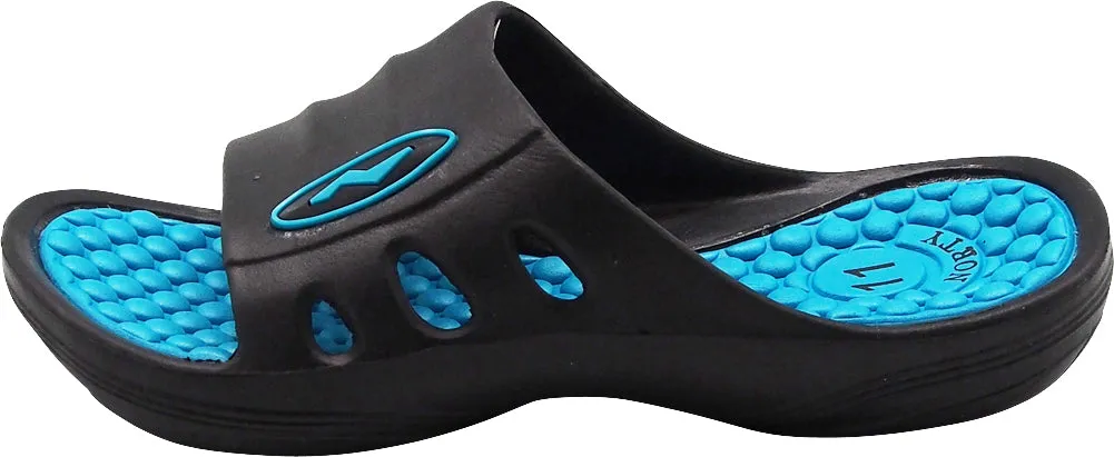 Norty Girl's Summer Comfort Casual Slide Flat Strap Shower Sandals Slip On Shoes Runs One Size Small