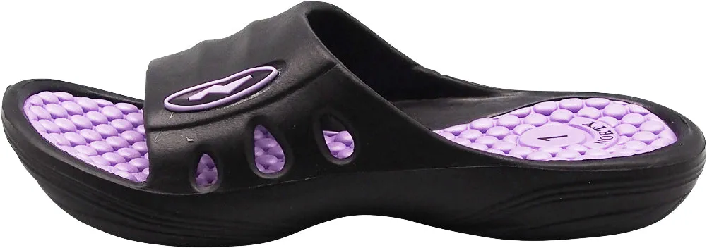 Norty Girl's Summer Comfort Casual Slide Flat Strap Shower Sandals Slip On Shoes Runs One Size Small