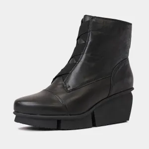 Orient Black Leather Wedge Boots