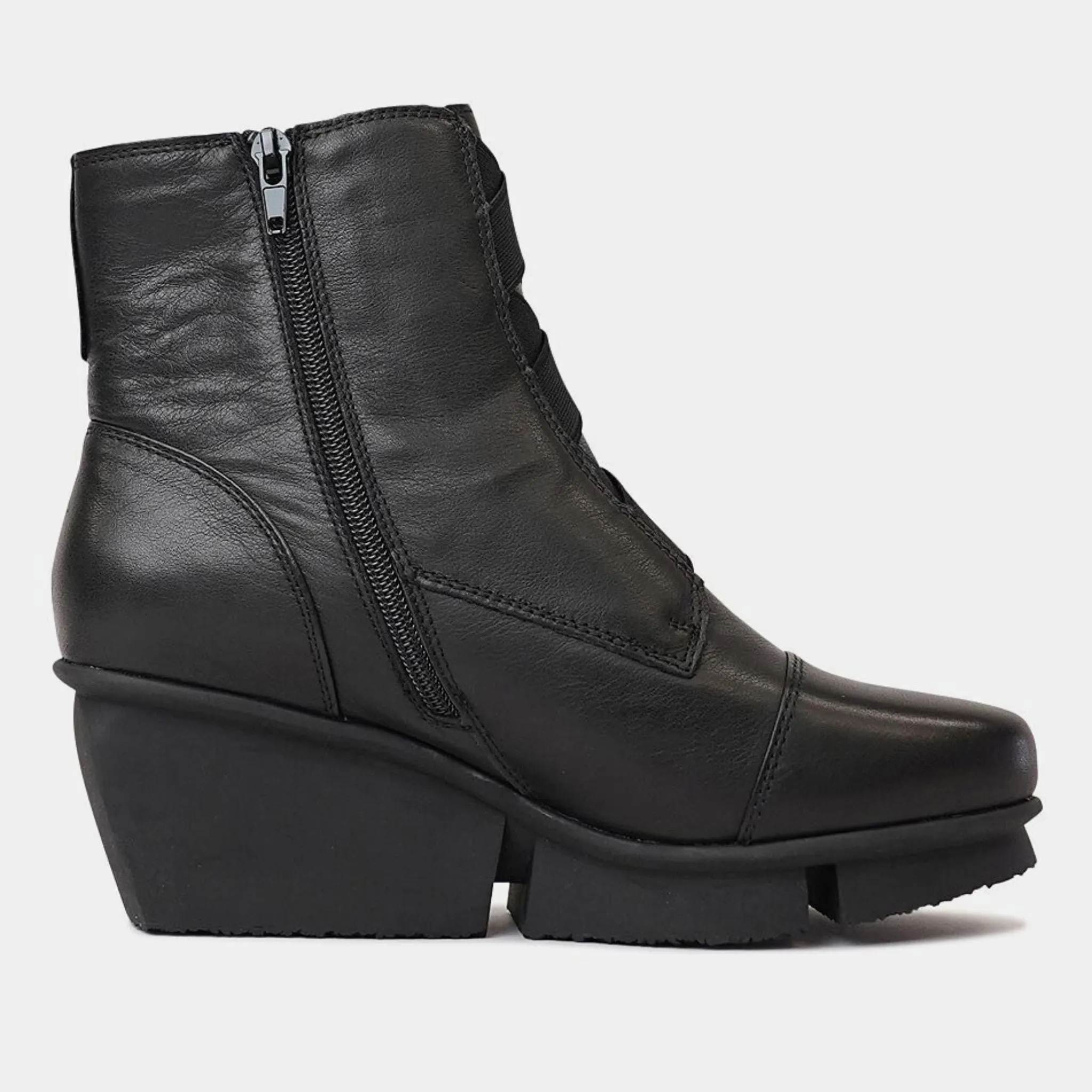 Orient Black Leather Wedge Boots