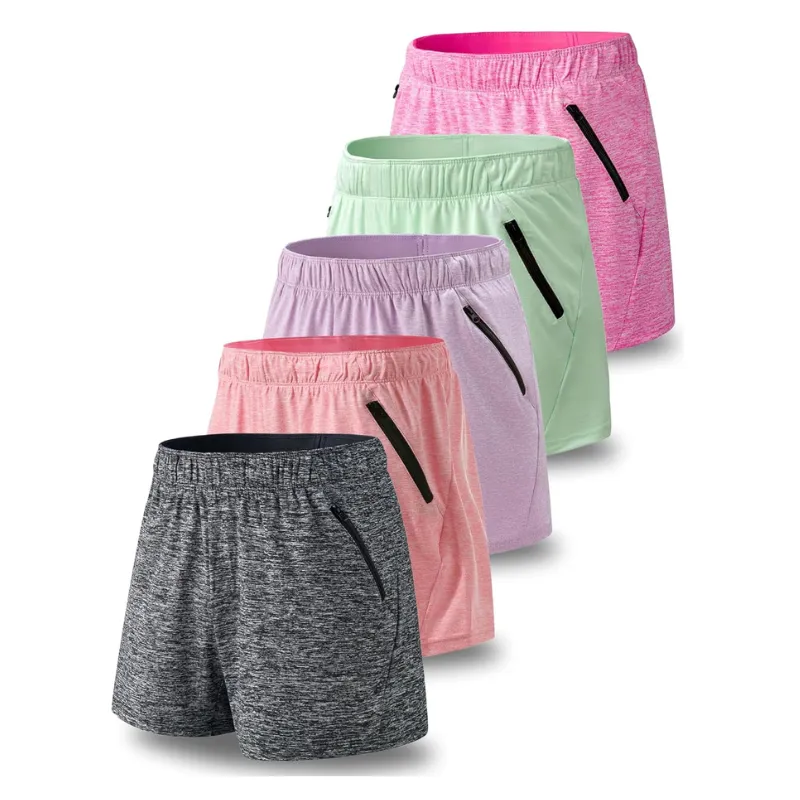 Pack Of 5 Workout Gym Shorts With Pockets For Active Wear