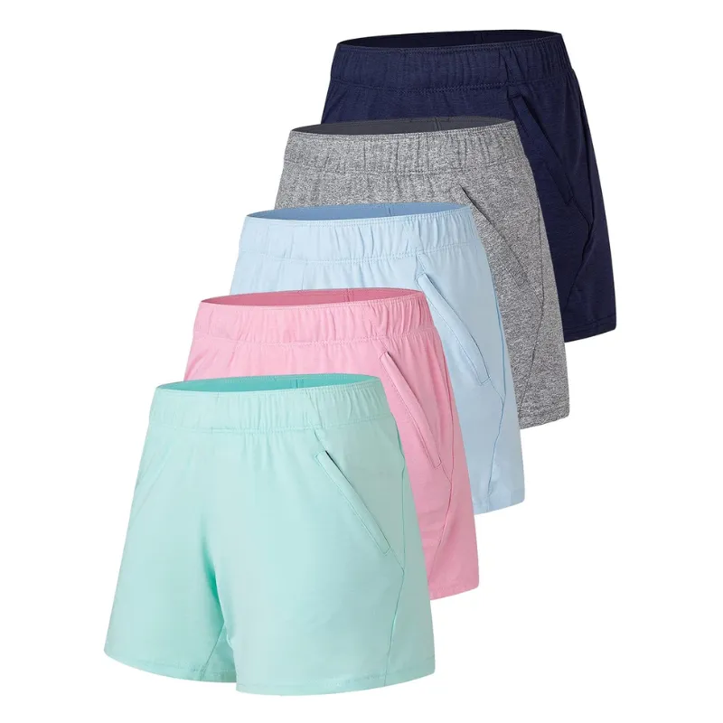 Pack Of 5 Workout Gym Shorts With Pockets For Active Wear