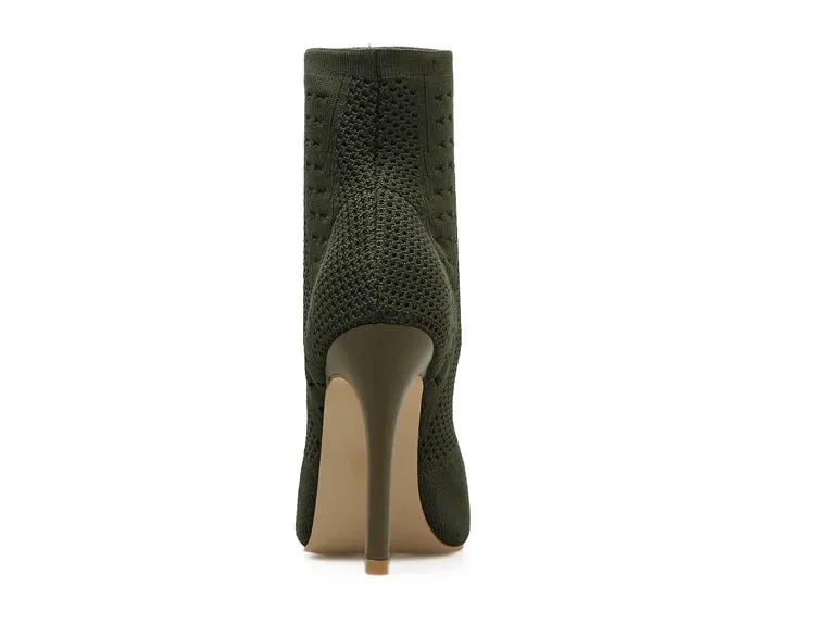 Peep Toe stretch Ankle high heel Boots