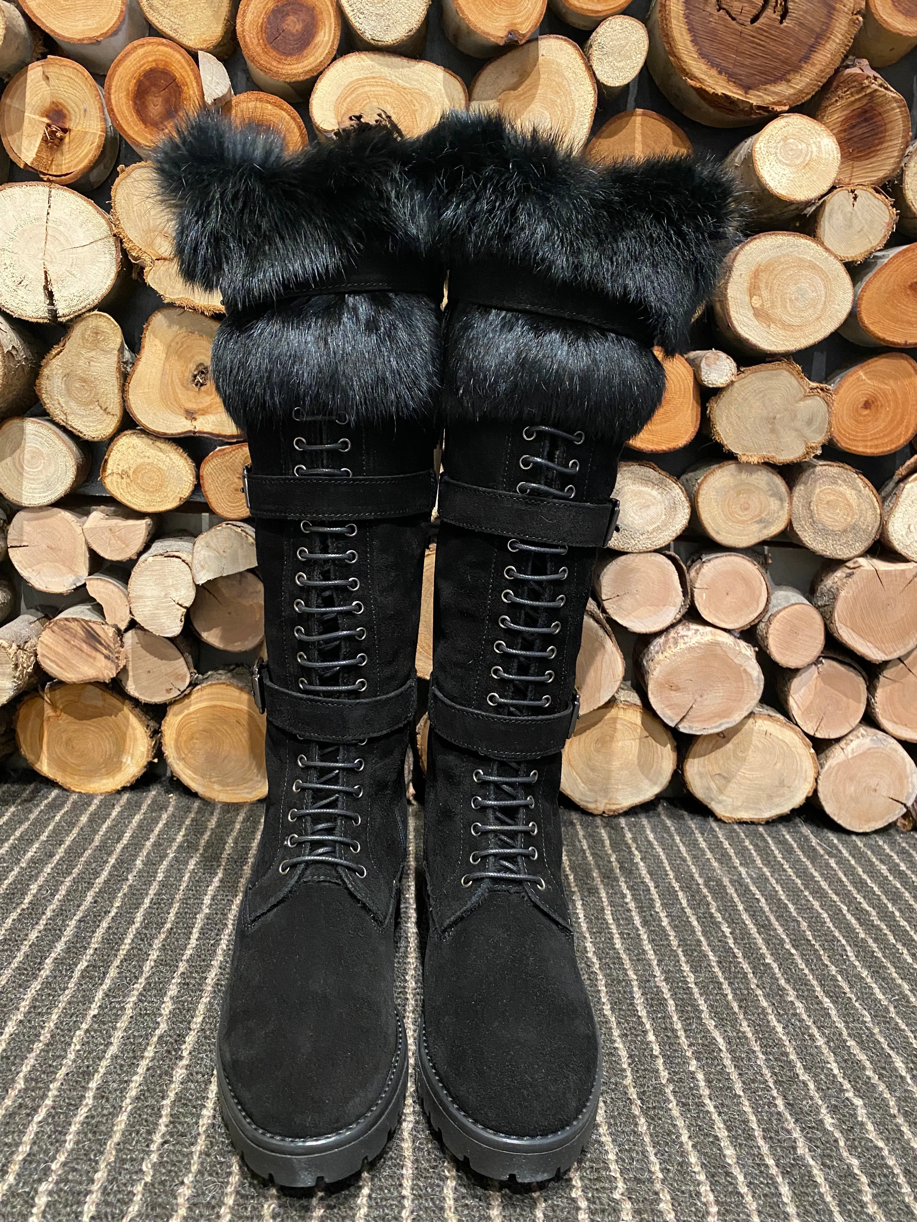 Rabbit Fur Tall Boots