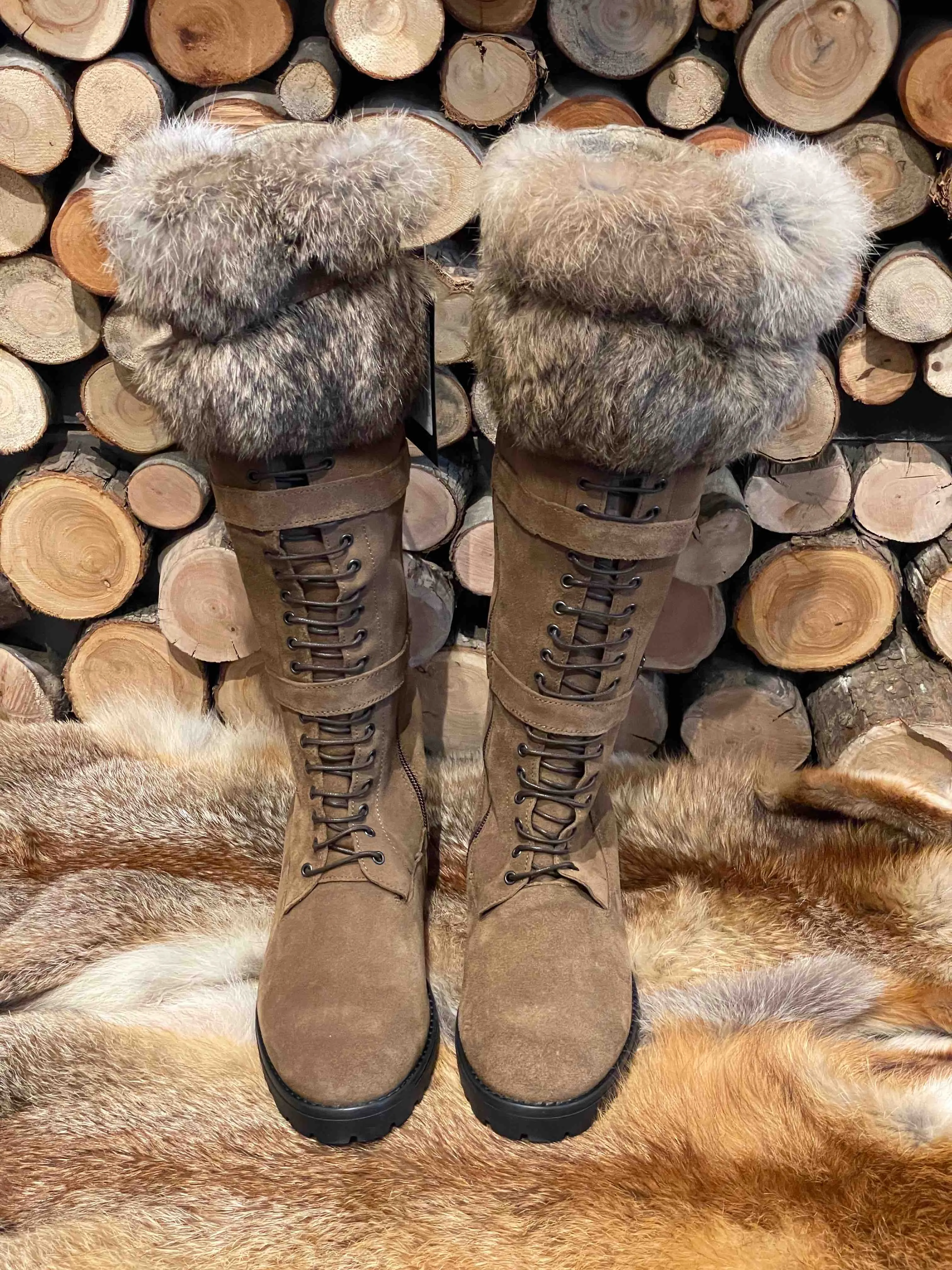 Rabbit Fur Tall Boots