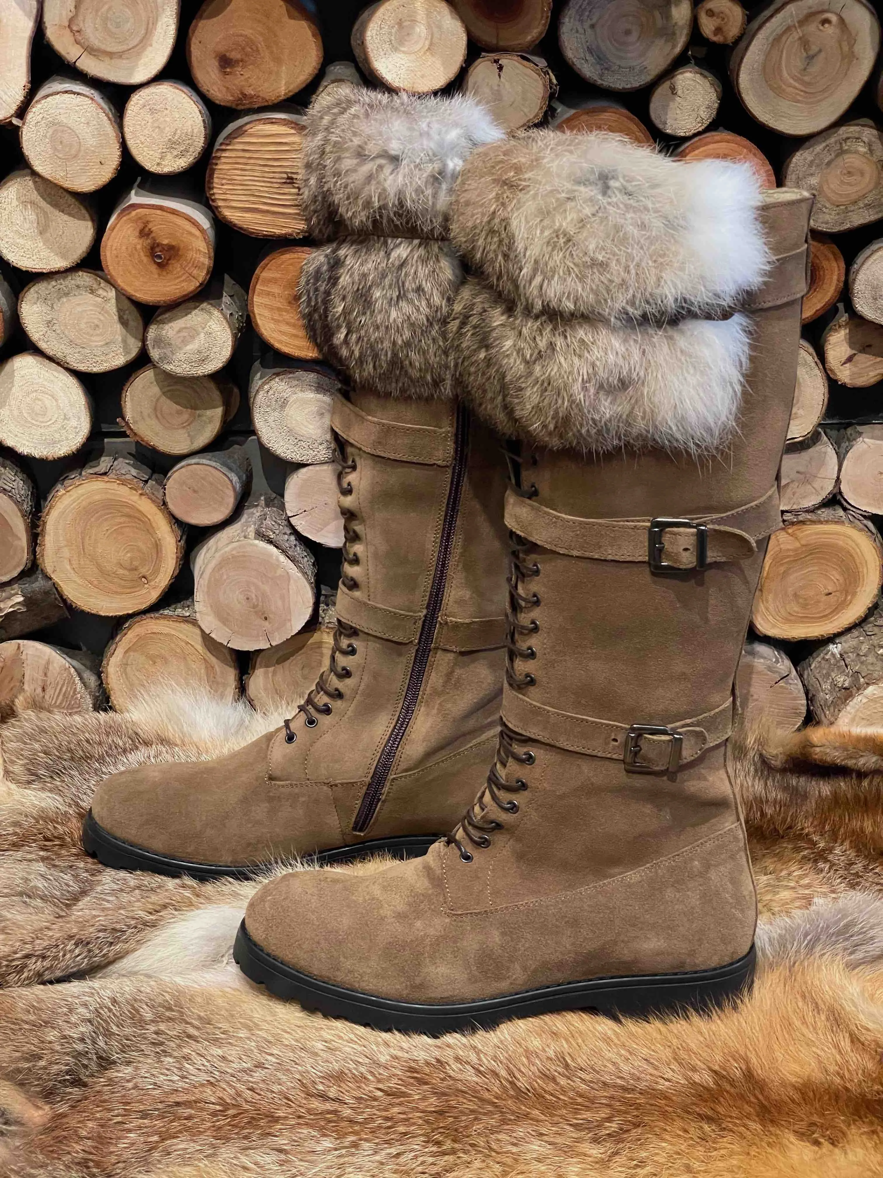 Rabbit Fur Tall Boots
