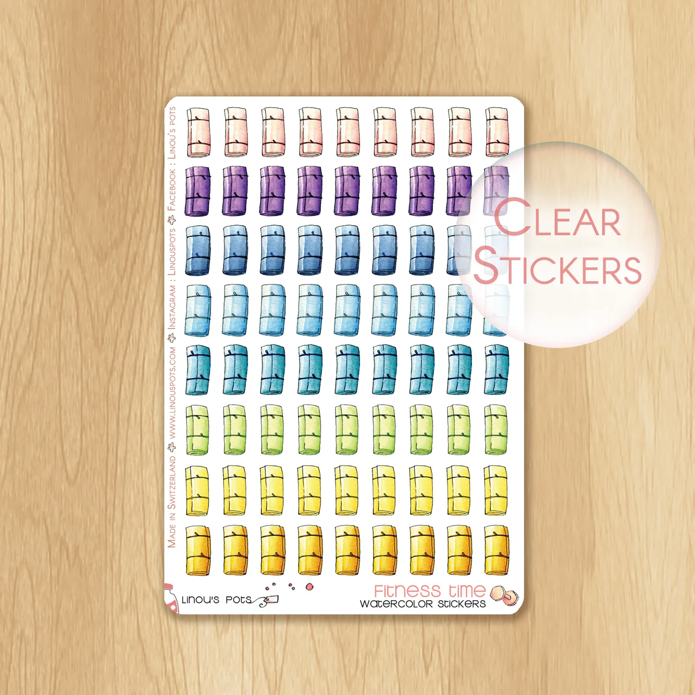 Rainbow Fitness Collection : 72 Exercise Mat Stickers