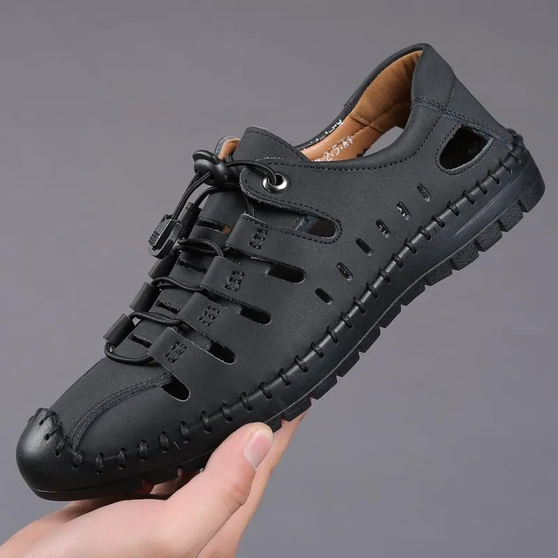 Roman Baotou Hollow Outdoor Casual Leather Shoes