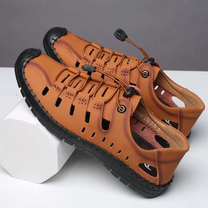 Roman Baotou Hollow Outdoor Casual Leather Shoes