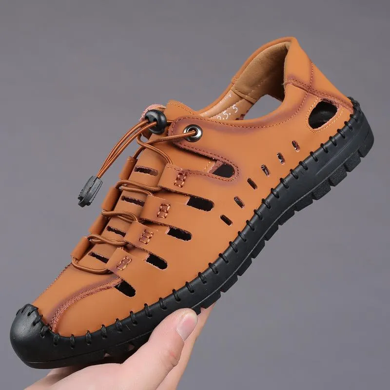 Roman Baotou Hollow Outdoor Casual Leather Shoes