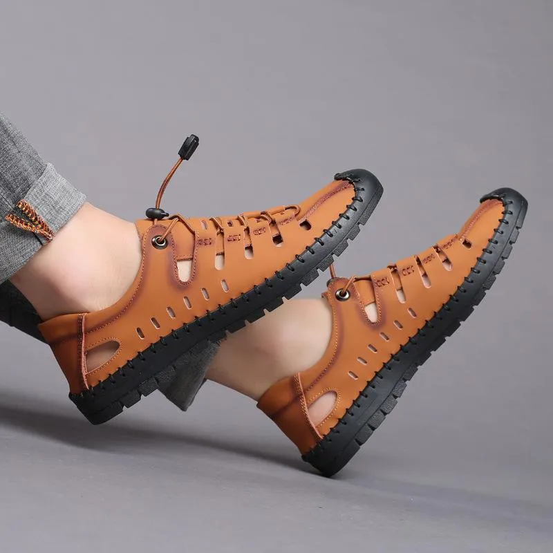 Roman Baotou Hollow Outdoor Casual Leather Shoes