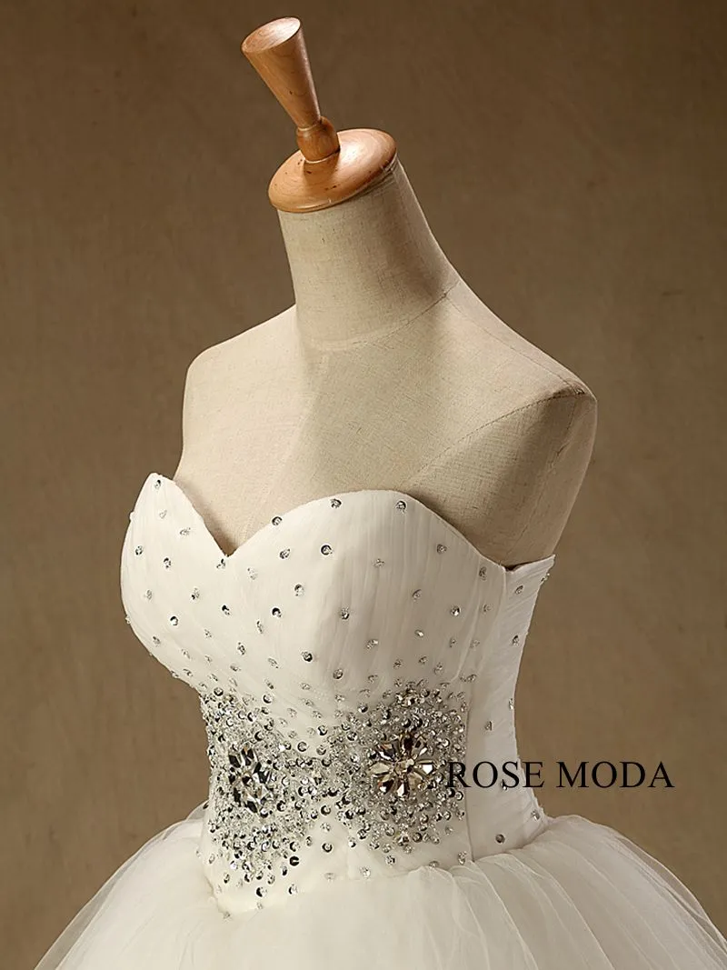 Rosemoda Crystal Dropped Waist Princess Ball Wedding Dress