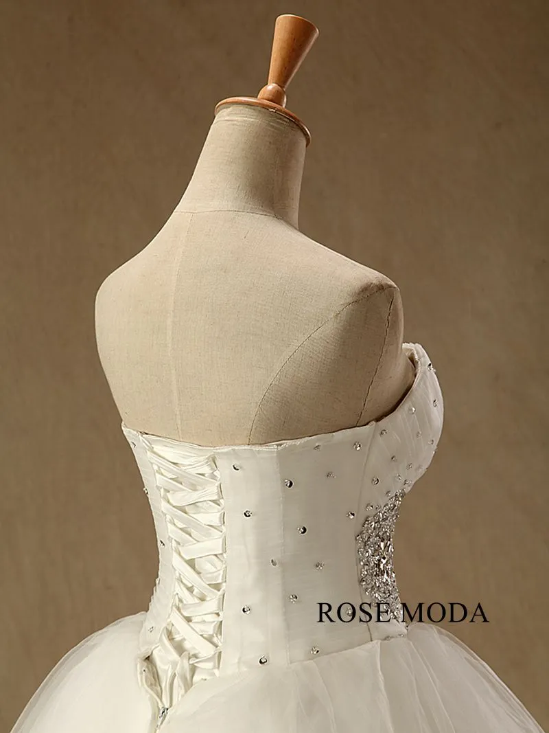 Rosemoda Crystal Dropped Waist Princess Ball Wedding Dress