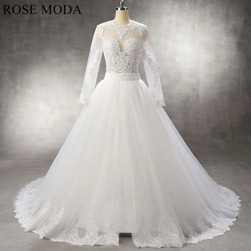 Rosemoda Illusion Mermaid Wedding Dress with Detachable Skirt