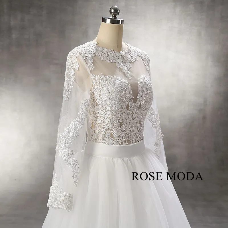 Rosemoda Illusion Mermaid Wedding Dress with Detachable Skirt