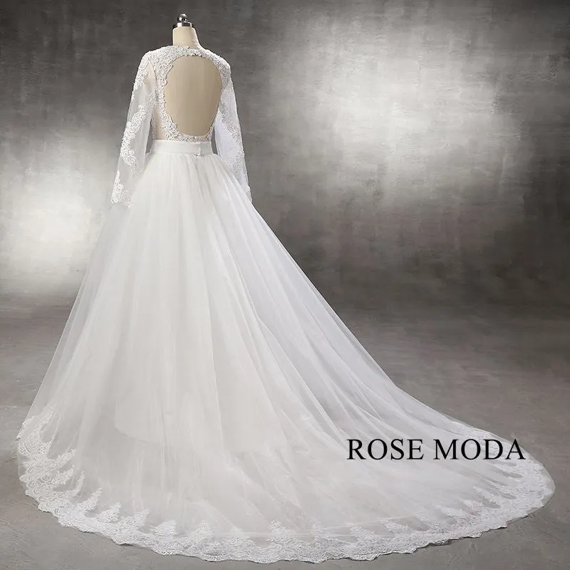 Rosemoda Illusion Mermaid Wedding Dress with Detachable Skirt