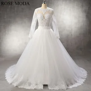 Rosemoda Illusion Mermaid Wedding Dress with Detachable Skirt