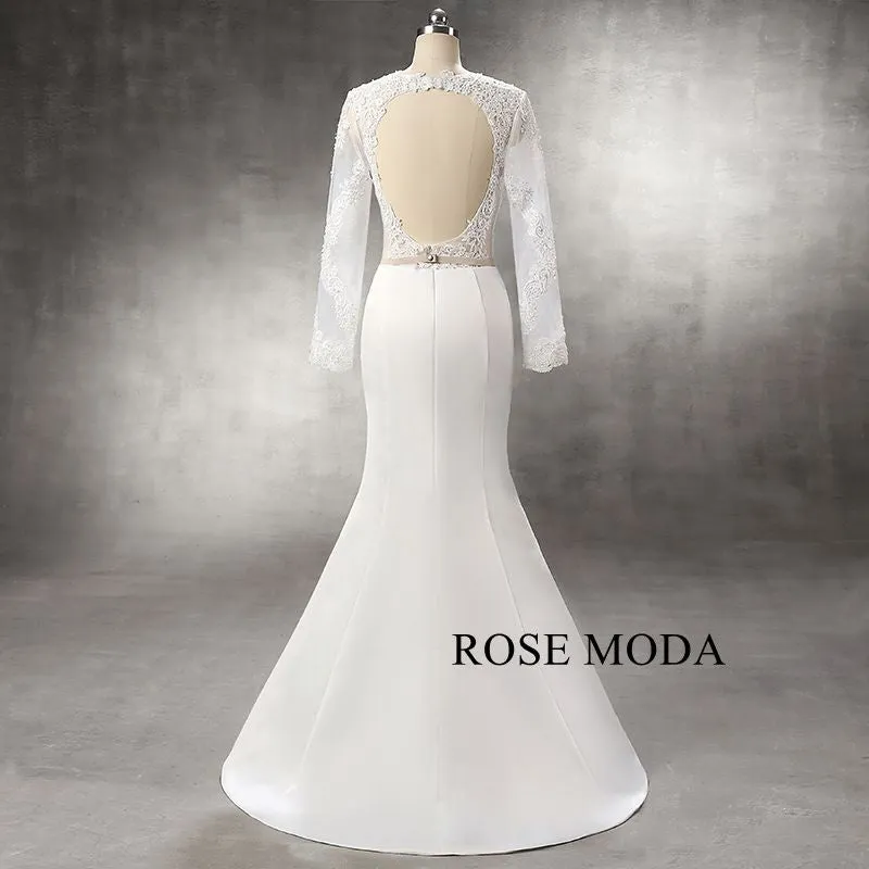 Rosemoda Illusion Mermaid Wedding Dress with Detachable Skirt
