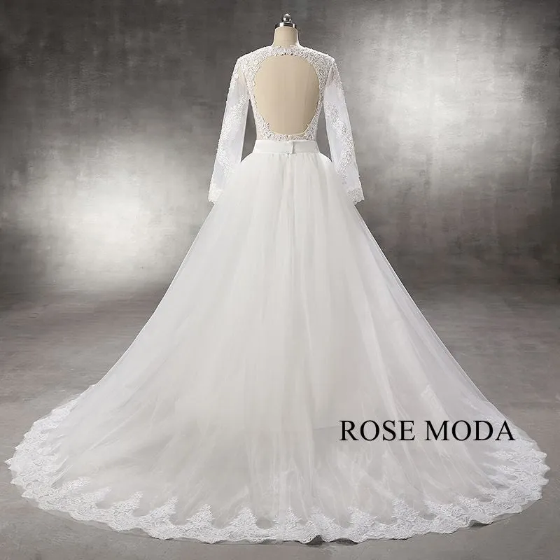 Rosemoda Illusion Mermaid Wedding Dress with Detachable Skirt