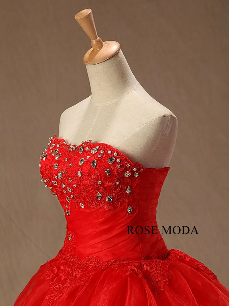 Rosemoda Red Organza Ball Gown Wedding Dress