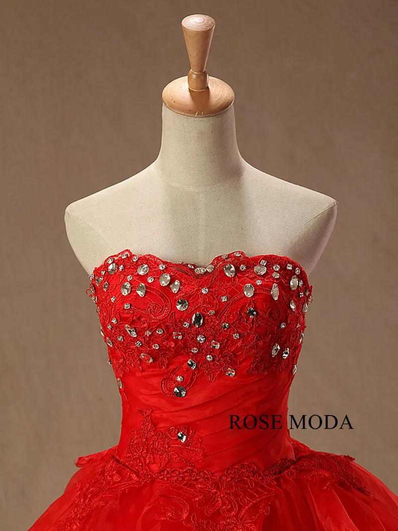 Rosemoda Red Organza Ball Gown Wedding Dress
