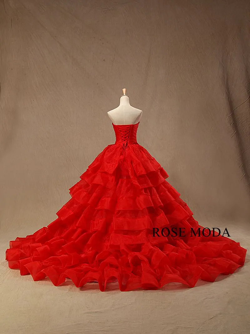 Rosemoda Red Organza Ball Gown Wedding Dress