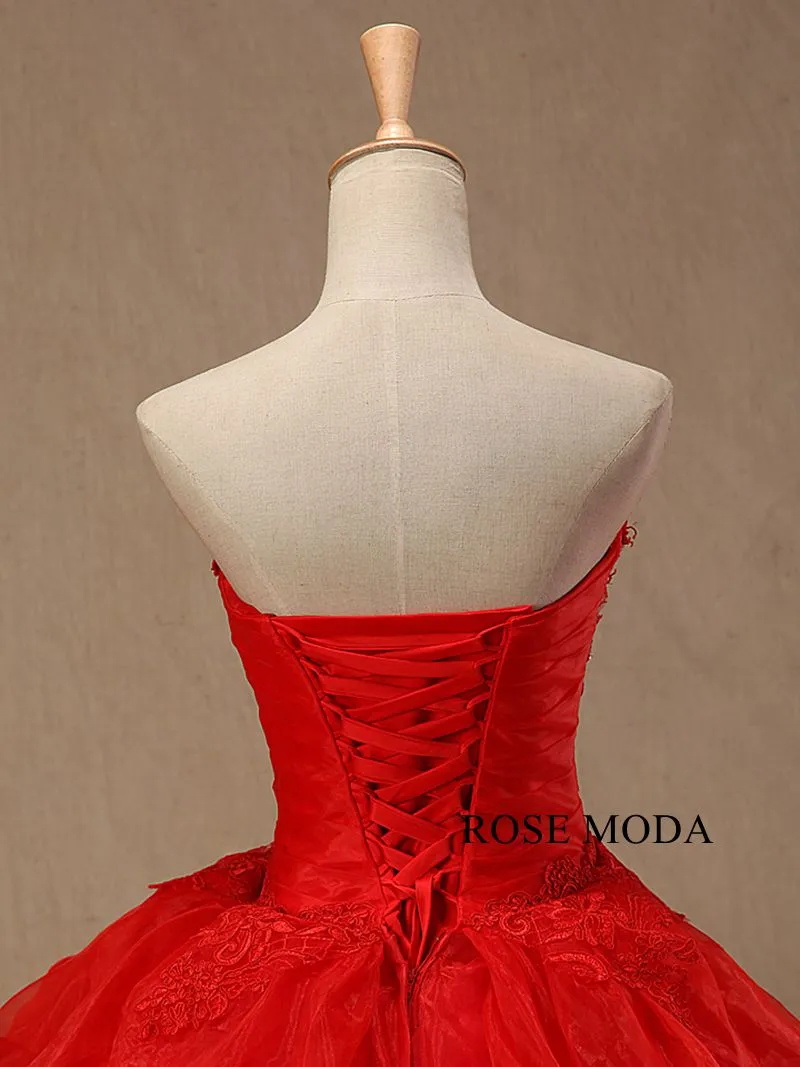 Rosemoda Red Organza Ball Gown Wedding Dress