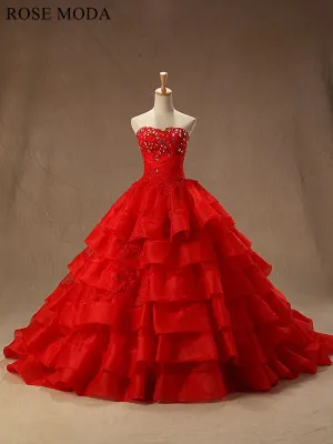 Rosemoda Red Organza Ball Gown Wedding Dress