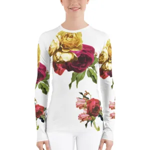 Roses on White - Women's Rash Guard