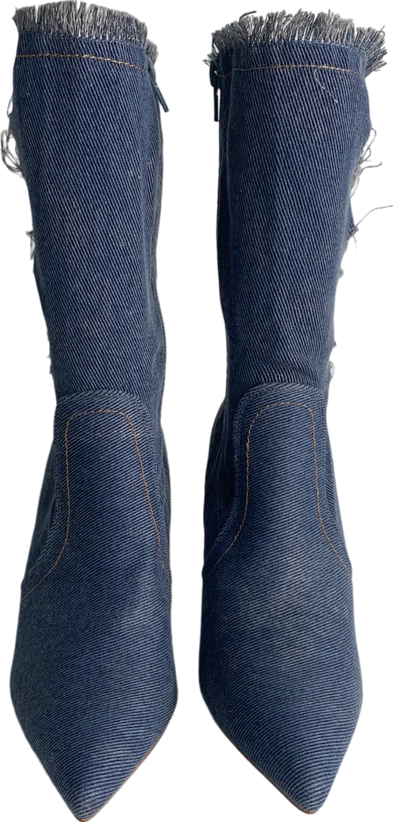 SHEIN Blue Women Raw Cut Point Toe Stiletto Heeled Classic Boots, Fashion Outdoor Boots UK 7 EU 40 👠