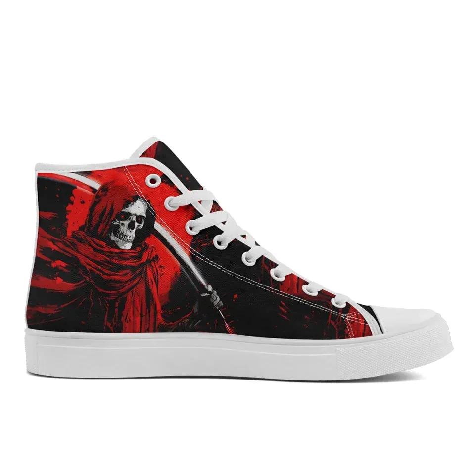 Skull Shoes for Men Fashion Sneaker High Top Skull Punk Rock Joker Print Shoes Black Shoes for Man Cool