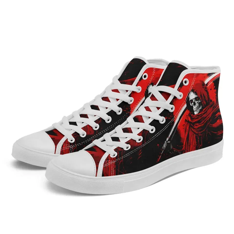 Skull Shoes for Men Fashion Sneaker High Top Skull Punk Rock Joker Print Shoes Black Shoes for Man Cool